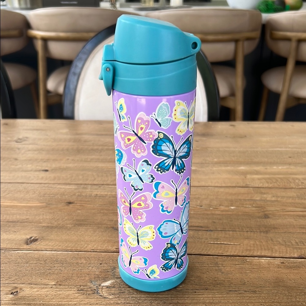 Pottery Barn Kids Large insulated Butterfly Water Bottle - Teal and Lavender